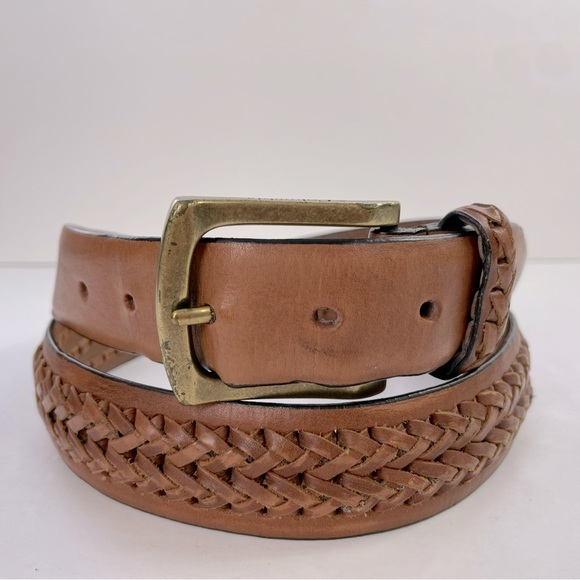 Columbia Tan Leather Braided‎ Woven Size 38 Men’s Belt - Picture 1 of 13